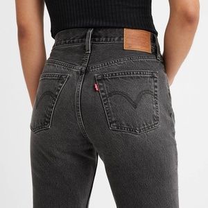 LEVI' S 501 Dark Grey Wedgie Straight High Waisted Jeans 25'' Waist